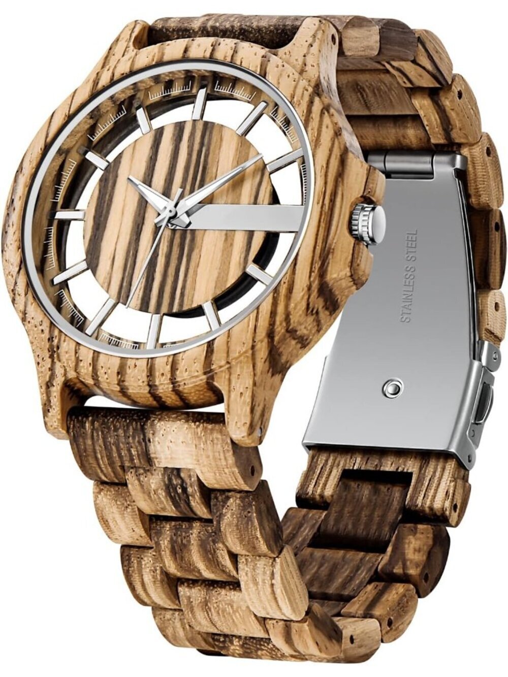 Men's Brown Classic Handmade Roman Digital Bamboo Analog Quartz Wooden Watch